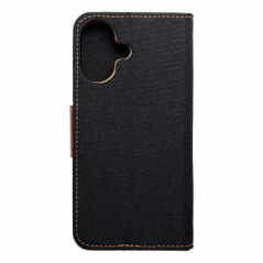 Apple iPhone 16 Portefeuilles Canvas Book Noir