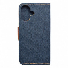 Apple iPhone 16 Portefeuilles Canvas Book Bleu marine