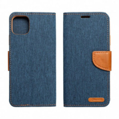 Apple iPhone 16 Pro Portefeuilles Canvas Book Bleu marine