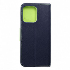 Motorola Moto G75 Étui portefeuille Fancy Book Marine / Citron vert