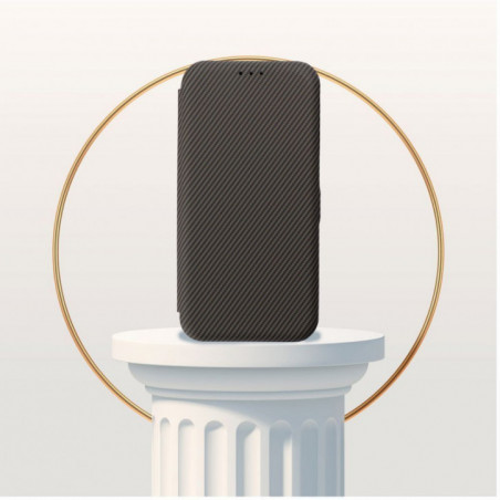 Motorola Moto G55 Portefeuilles FOLIO Side Magnet Élégant, Modèle de carbone  Brun