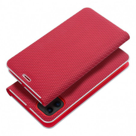 Apple iPhone 17 Pro Portefeuilles LUNA Book Carbon Fibre de carbone, Élégant  Rouge