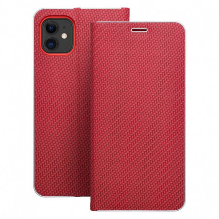 Apple iPhone 17 Portefeuilles LUNA Book Carbon Fibre de carbone, Élégant  Rouge