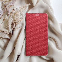Apple iPhone 17 Portefeuilles LUNA Book Carbon Fibre de carbone, Élégant  Rouge