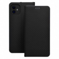Apple iPhone 17 Portefeuilles LUNA Book Carbon Fibre de carbone, Élégant  Noir