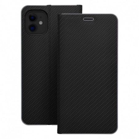 Apple iPhone 17 Portefeuilles LUNA Book Carbon Fibre de carbone, Élégant  Noir