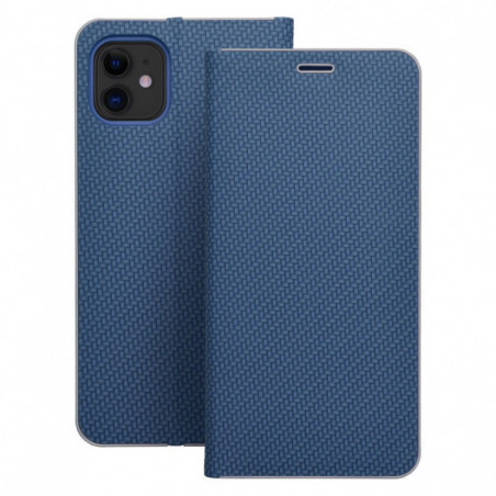 Apple iPhone 17 Pro Max Portefeuilles LUNA Book Carbon Fibre de carbone, Élégant  Bleu