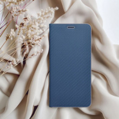 Apple iPhone 17 Pro Max Portefeuilles LUNA Book Carbon Fibre de carbone, Élégant  Bleu