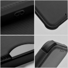 Apple iPhone 17 Pro Max Portefeuilles Razor Book Fibre de carbone, Modèle de carbone  Noir