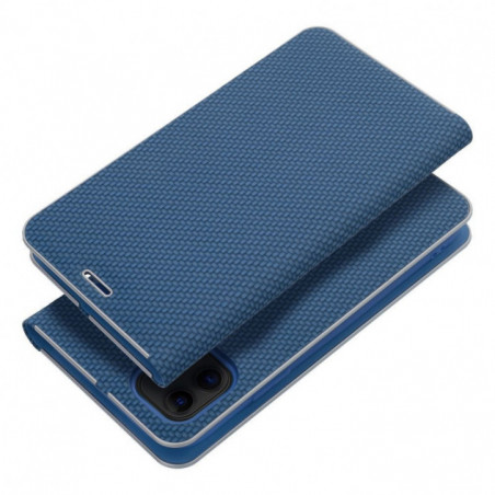 Apple iPhone 17 Air Portefeuilles LUNA Book Carbon Fibre de carbone, Élégant  Bleu
