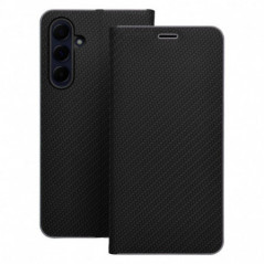 Samsung Galaxy S25 FE Portefeuilles LUNA Book Carbon Fibre de carbone, Élégant  Noir