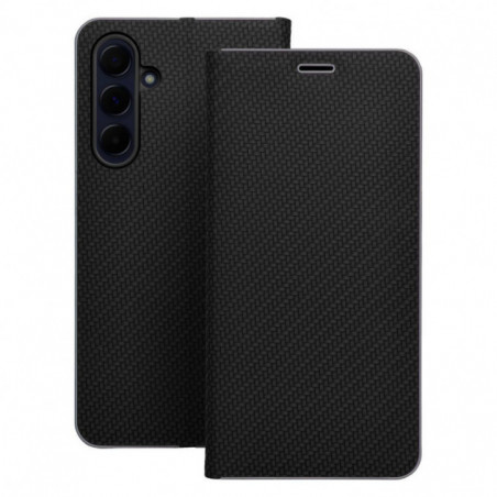 Samsung Galaxy S25 FE Portefeuilles LUNA Book Carbon Fibre de carbone, Élégant  Noir