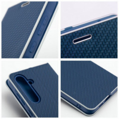 Samsung Galaxy S25 FE Portefeuilles LUNA Book Carbon Fibre de carbone, Élégant  Bleu