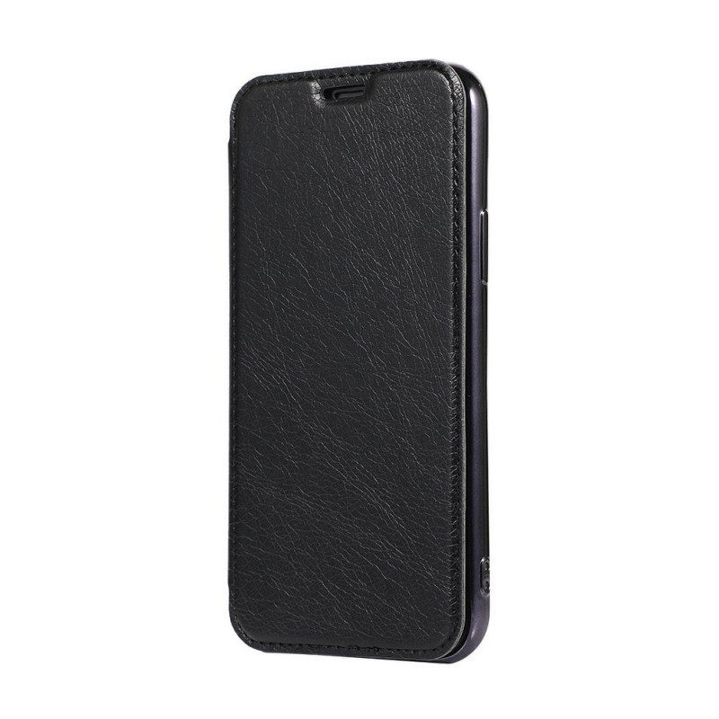 ELECTRO BOOK sur le Apple iPhone 11 Pro FORCELL Etui de cuir 100% naturel & TPU Noir