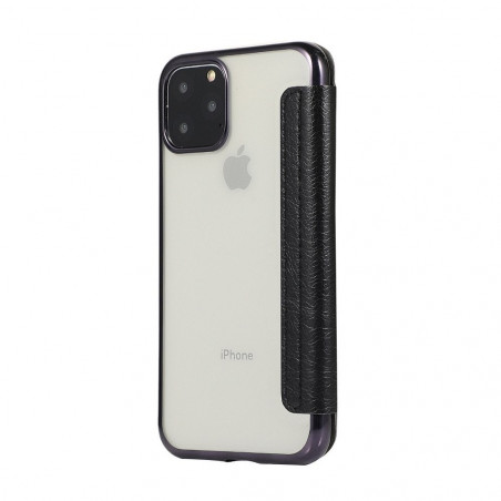 ELECTRO BOOK sur le Apple iPhone 11 Pro FORCELL Etui de cuir 100% naturel & TPU Noir