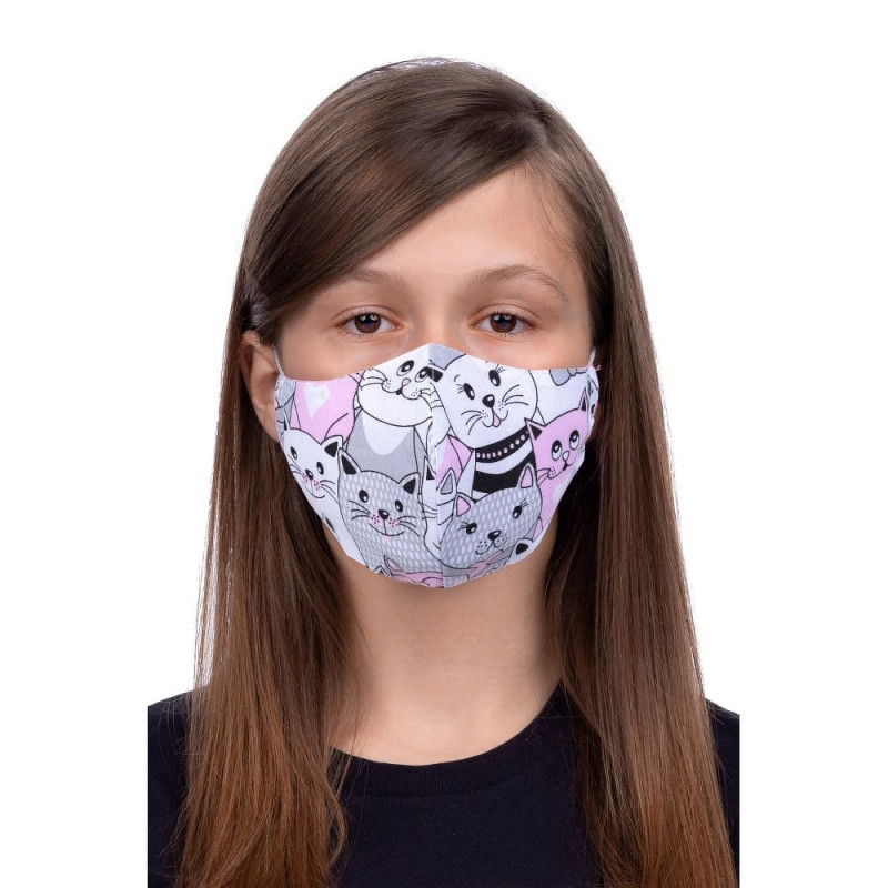 Face mask for kids 8-12 - cat Blanc