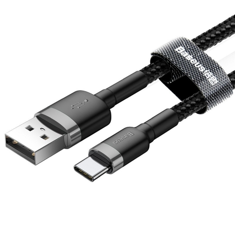 Kabel USB Cafule Type C 3A 1M gray+black Noir