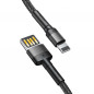 Cafule for iPhone Lightning 8-pin 2,4A 1M grey+black Noir