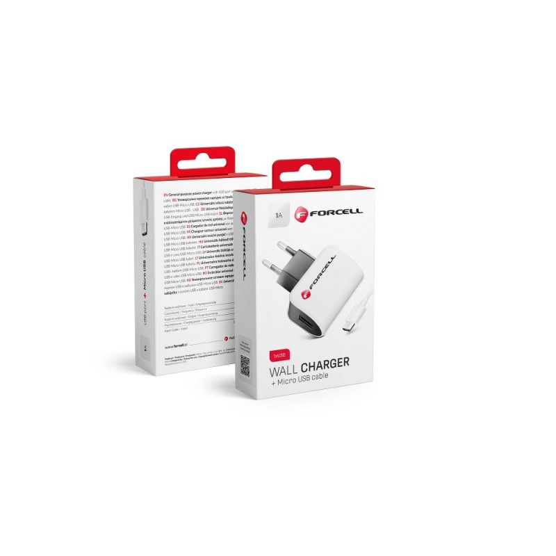 Travel Charger Micro USB Universal 1A + cable Blanc