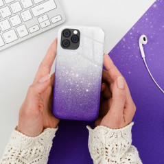 Samsung Galaxy A12 Coque Shining Transparent et violet