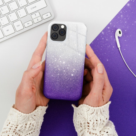 Samsung Galaxy A12 Coque Shining Transparent et violet
