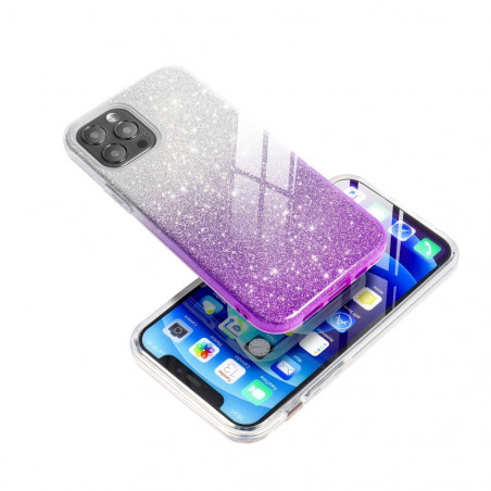 Samsung Galaxy A12 Coque Shining Transparent et violet