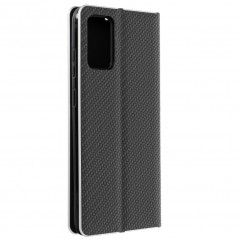 LUNA Carbon sur le Samsung Galaxy S21 Plus 5G FORCELL Étui portefeuille Noir