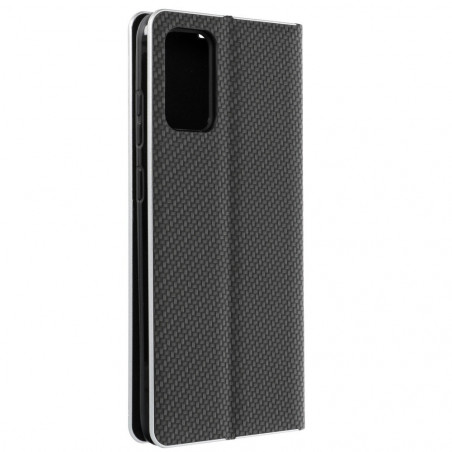 LUNA Carbon sur le Samsung Galaxy S21 Plus 5G FORCELL Étui portefeuille Noir