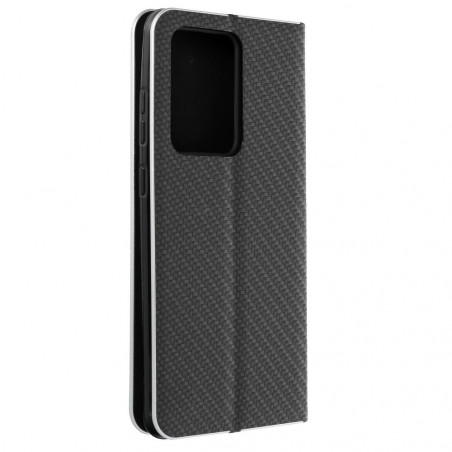 LUNA Carbon sur le Samsung Galaxy S21 Ultra 5G FORCELL Étui portefeuille Noir