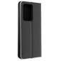 LUNA Carbon sur le Samsung Galaxy S21 Ultra 5G FORCELL Étui portefeuille Noir