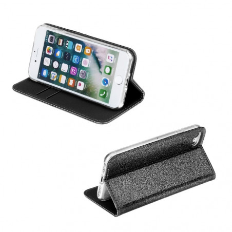 SHINING Book sur le Samsung Galaxy A42 5G FORCELL Étui portefeuille Noir