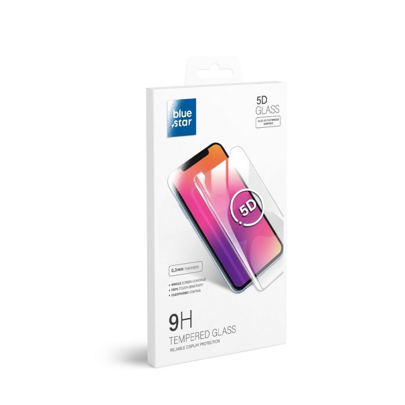 5D sur le Apple iPhone 12 BLUE STAR Verre trempé Noir