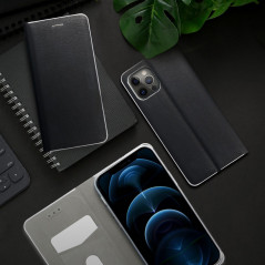 LUNA Carbon sur le Samsung Galaxy A52 5G FORCELL Étui portefeuille Noir