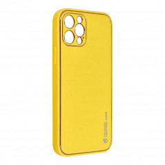 LEATHER sur le Apple iPhone 13 Pro FORCELL Étui en cuir Jaune