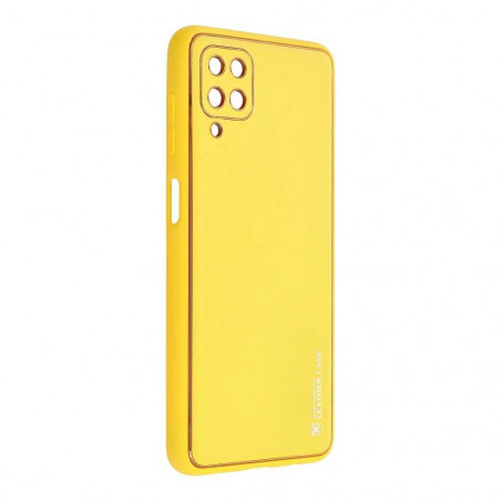 LEATHER sur le Samsung Galaxy A03S FORCELL Étui en cuir Jaune