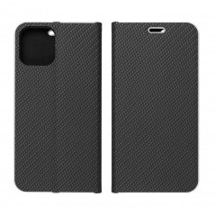 LUNA Book Carbon sur le Apple iPhone 13 mini FORCELL Étui portefeuille Noir