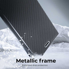 LUNA Book Carbon sur le Apple iPhone 13 mini FORCELL Étui portefeuille Noir