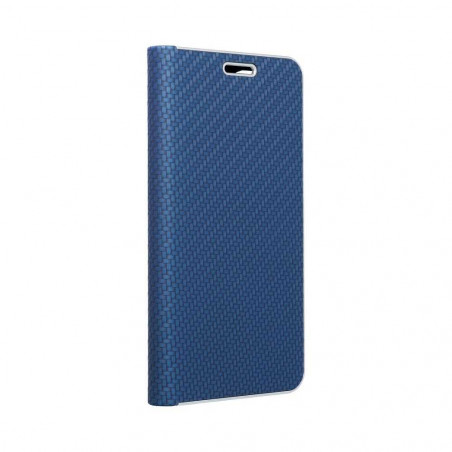LUNA Book Carbon sur le Apple iPhone 13 Pro FORCELL Étui portefeuille Bleu