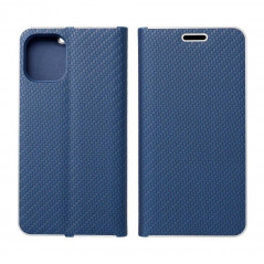 LUNA Book Carbon sur le Apple iPhone 13 Pro FORCELL Étui portefeuille Bleu