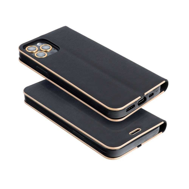 Apple iPhone 13 Pro Portefeuilles LUNA Book Gold Élégant  Noir